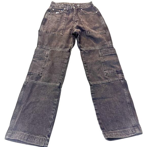 Ragged Priest Black Denim Jeans Carpenter Style Cargo Pants Size 26 - Picture 2 of 10